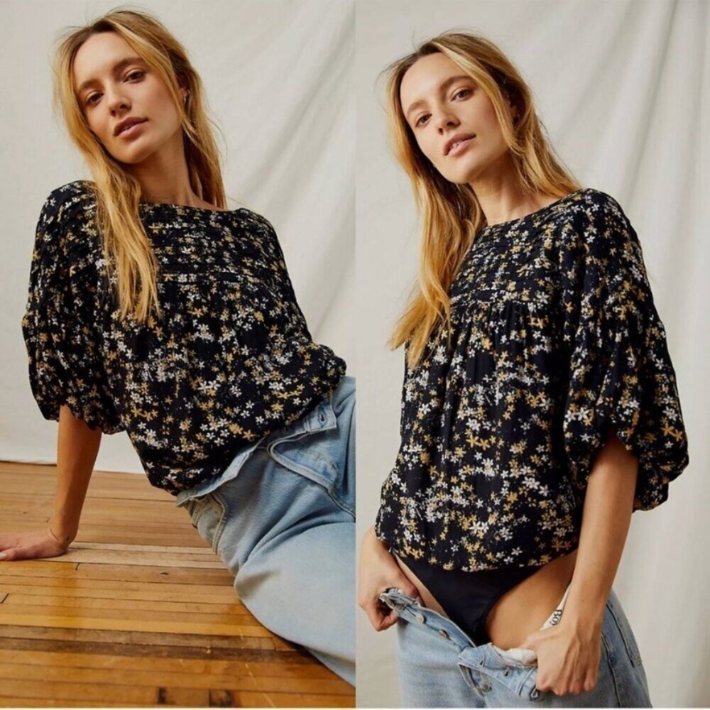 NWT Intimately Free People Dessa Black Floral Bodysuit - Picture 1 of 11
